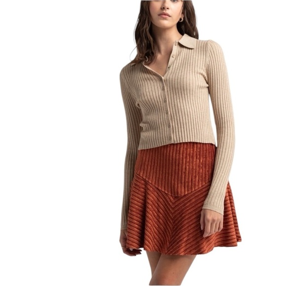 Free People Camden Mini Skirt in Ginger Snap - Picture 1 of 12